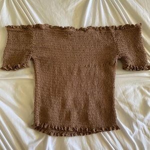 off the shoulder brown top